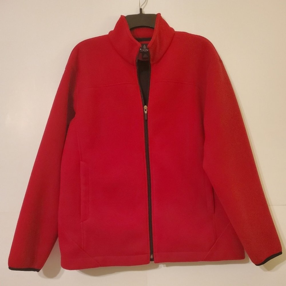 London Fog Large Red Fleece Zip Up Jacket